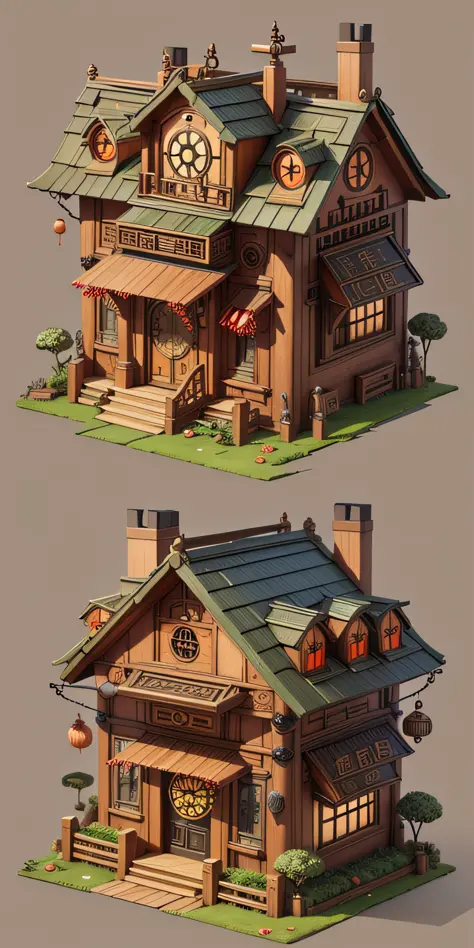 A 90s cowboy style wooden farm house isometric 3d model, highly detailed cinema4d rendered, Art station, in the style of Assassin's Creed, by Charlie Bowater, by John Kenn Mortensen, Octane render, Unreal Engine 5, by Weta Digital, by Wētā FX
