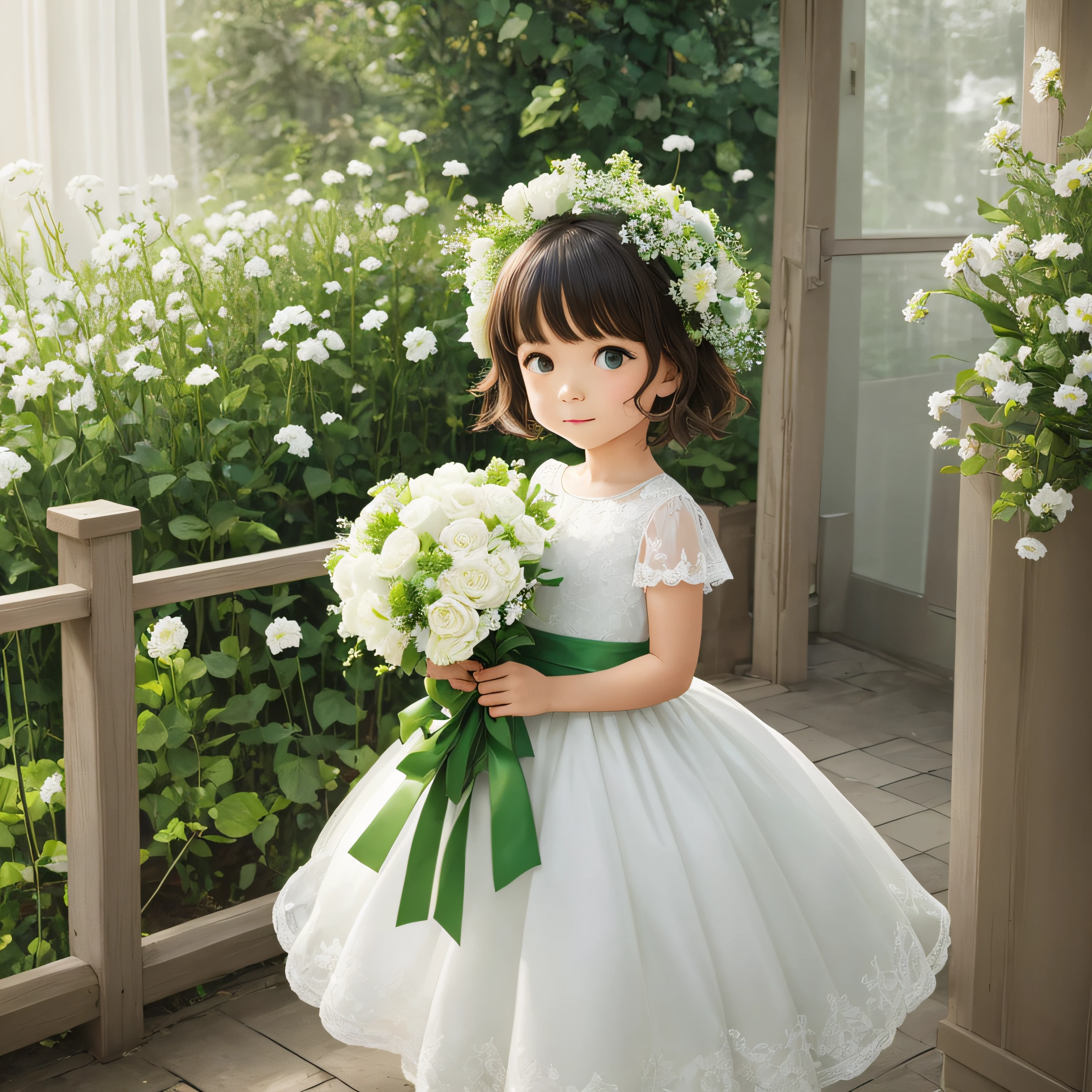 a mexican flower girl on a town street