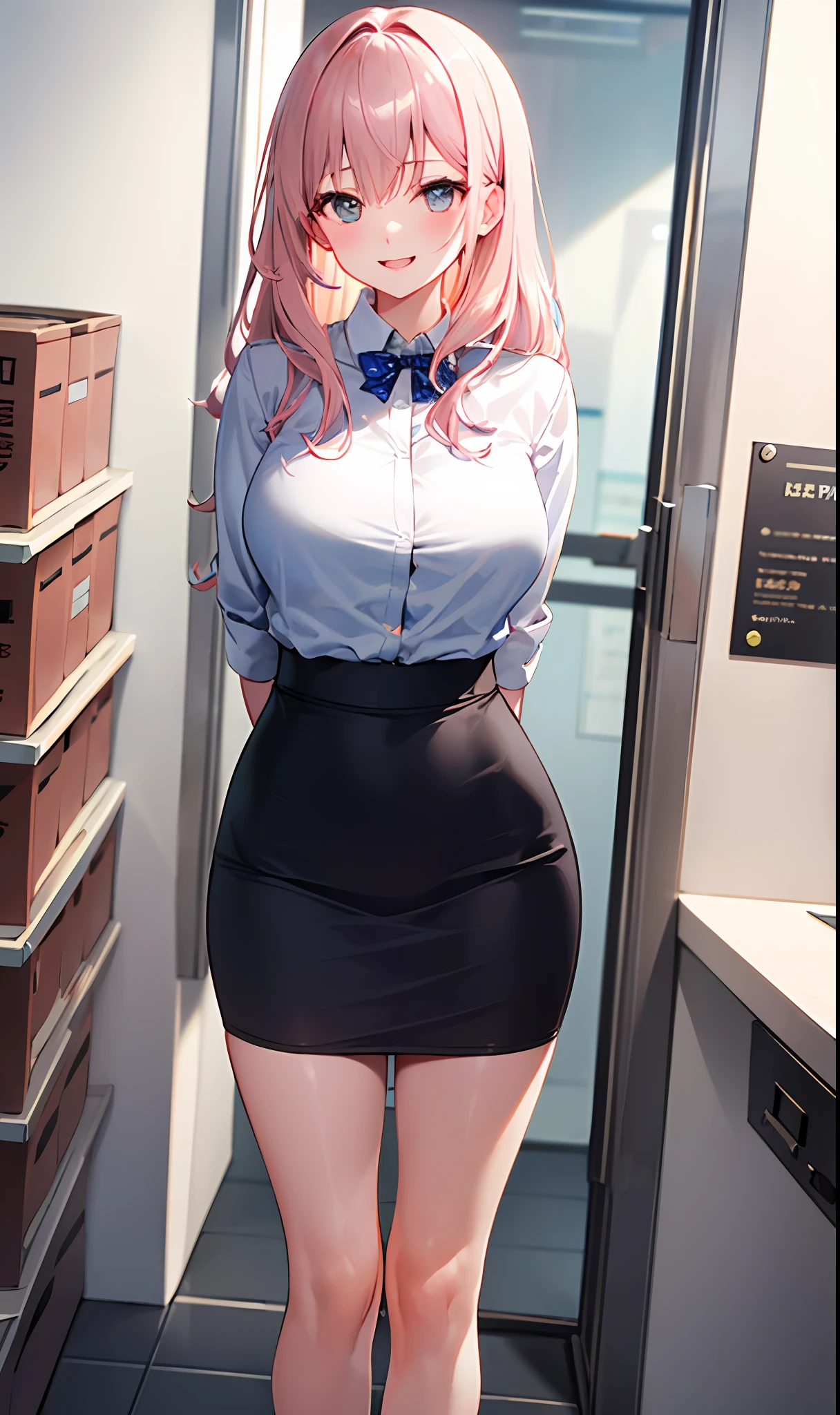 Anime girl in a short skirt and shirt posing for a picture - SeaArt AI