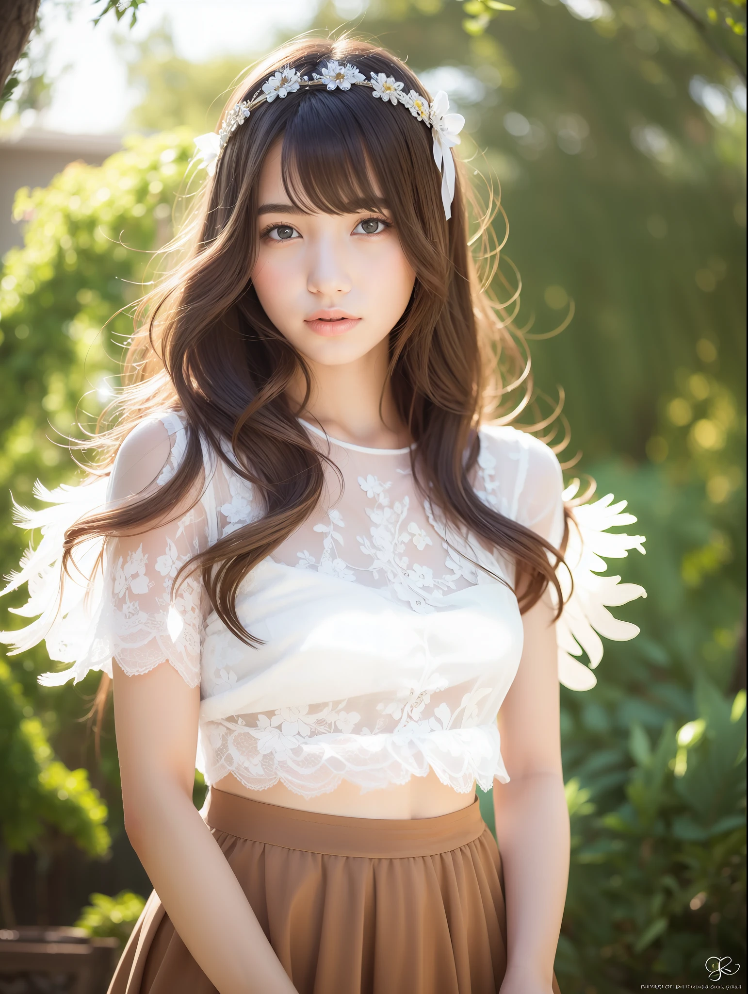 angel, super beautiful, colorful splashing, hiten, clear and beautiful, close-up, mysterious, beautifully painted, girl,woman,female, little,,20 years old, very long hair, bangs, floating hair, blonde hair, hair fluttering in the wind, delicate beautiful face, light smile, bright skin, white dress with gold decoration, Floating light spot, beautiful and clear background, Absurd, very fine 8K CG wallpaper, absurdres, highres,