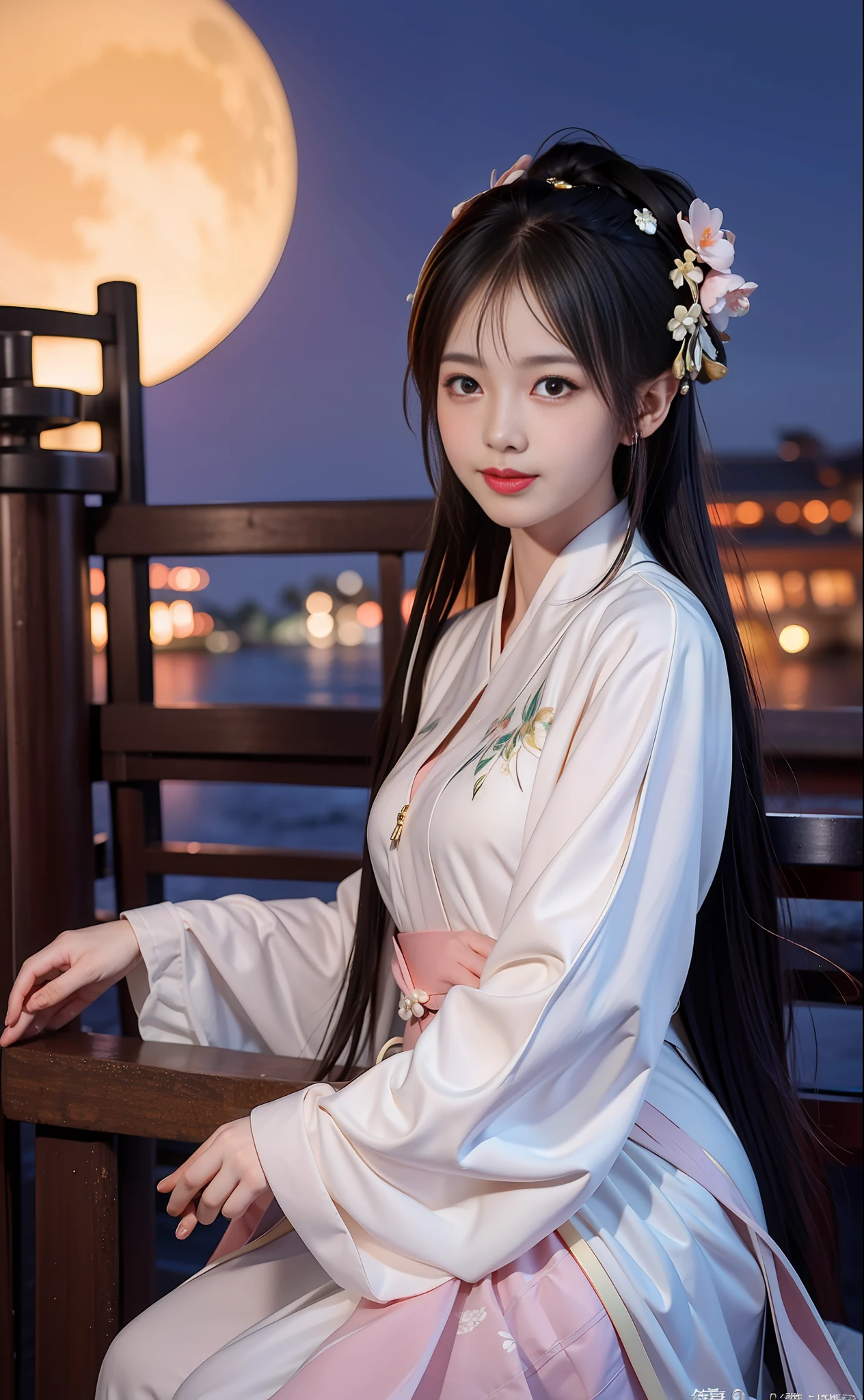 (8k, RAW photo:1.2), best quality, ultra high res,dramatic angle,(fluttered detailed color splashs), (illustration),(((1 girl))),(long hair),(rain:0.9), (头饰:1.4),少女身边有一座古宫,汉服,(重点),彩色水墨画,(泼彩),泼彩,(((colorful))),(素描:0.8) , Masterpiece, best quality, beautiful painted, highly detailed,(denoising:0.6),[splash ink],((ink refraction)), (beautiful detailed sky),moon,highly,detaild,(masterpiece, best quality, extremely detailed） CG unity 8k壁纸，杰作，最好的质量，超详细），（石蒜），