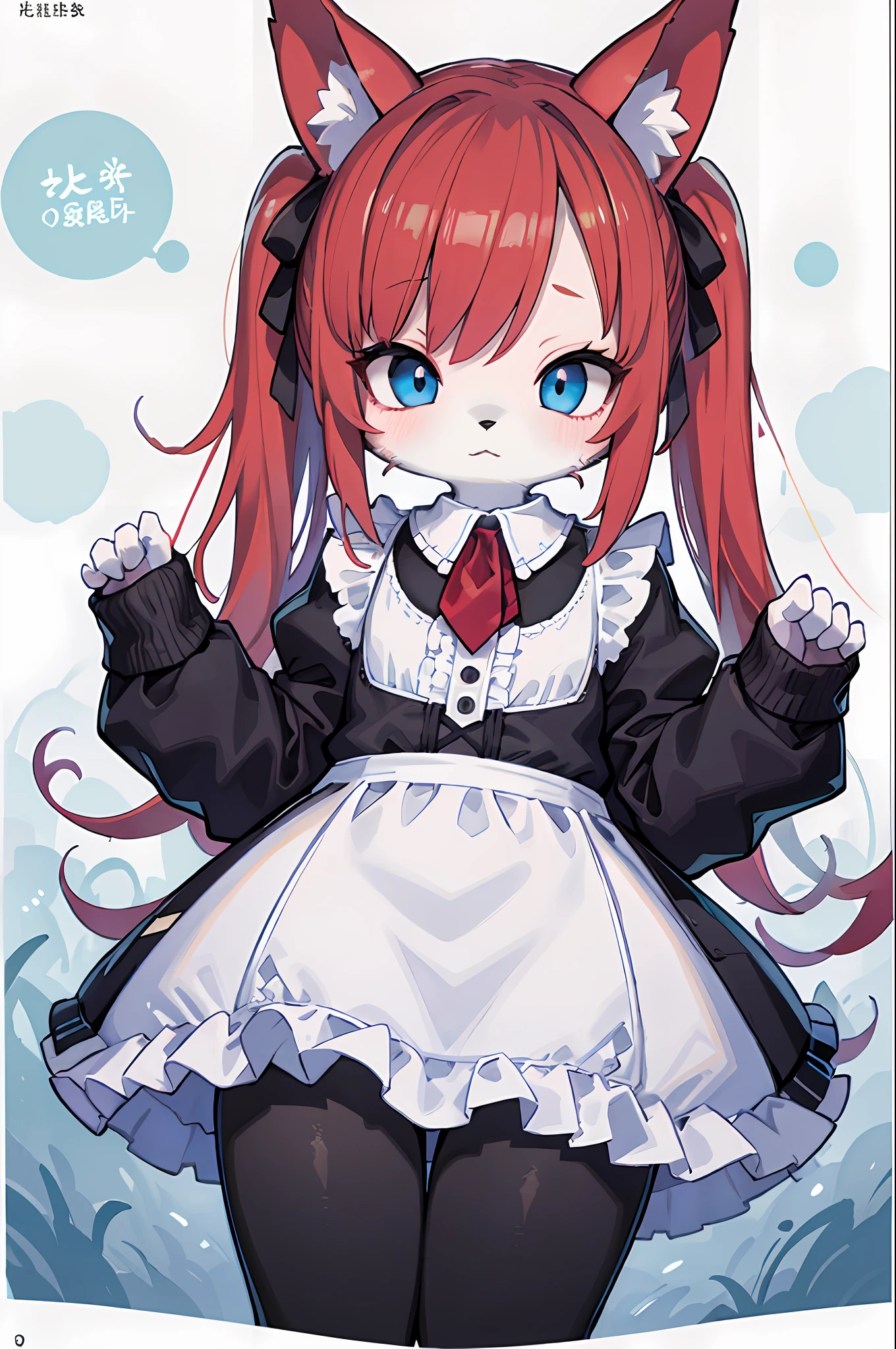 （（tmasterpiece，Best quality at best）），hairy pubic，Animal ears，coda，bodyfur，
（ultra - detailed）， （illustratio）， （超高分辨率）， （Exquisite illustrations）， （ultra - detailed）， red hair,blue eyes,twintails,maid, long hair, long sleeves, gothic, solo, loli,little girl,{{best quality}}, {{masterpiece}}, {{ultra-detailed}}, {illustration}, {detailed light}, {an extremely delicate and beautiful}