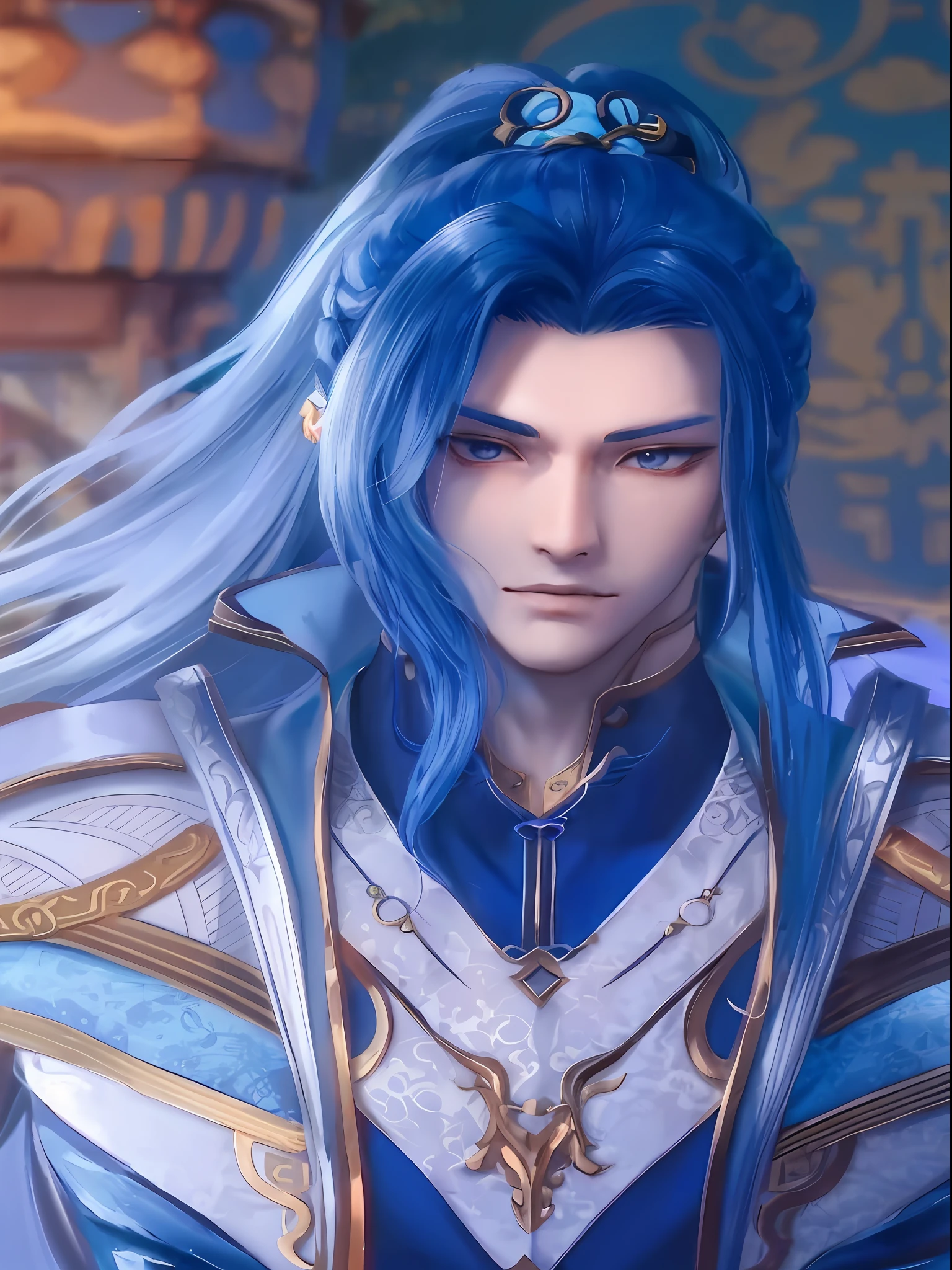 Close up of a man with blue hair and blue wig, heise jinyao, zhao yun ...