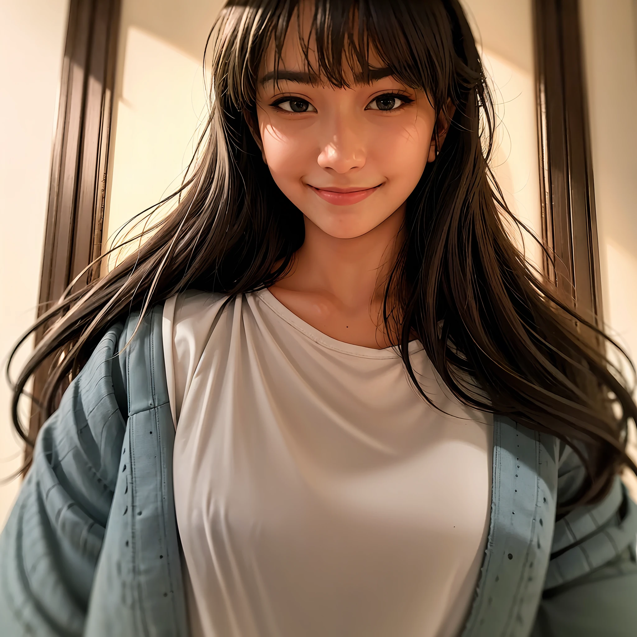 1girl, realistic, freya jkt48, lips, solo, looking at viewer, smile, solo , intricate details, natural light, RAW photo, 8k uhd, film grain