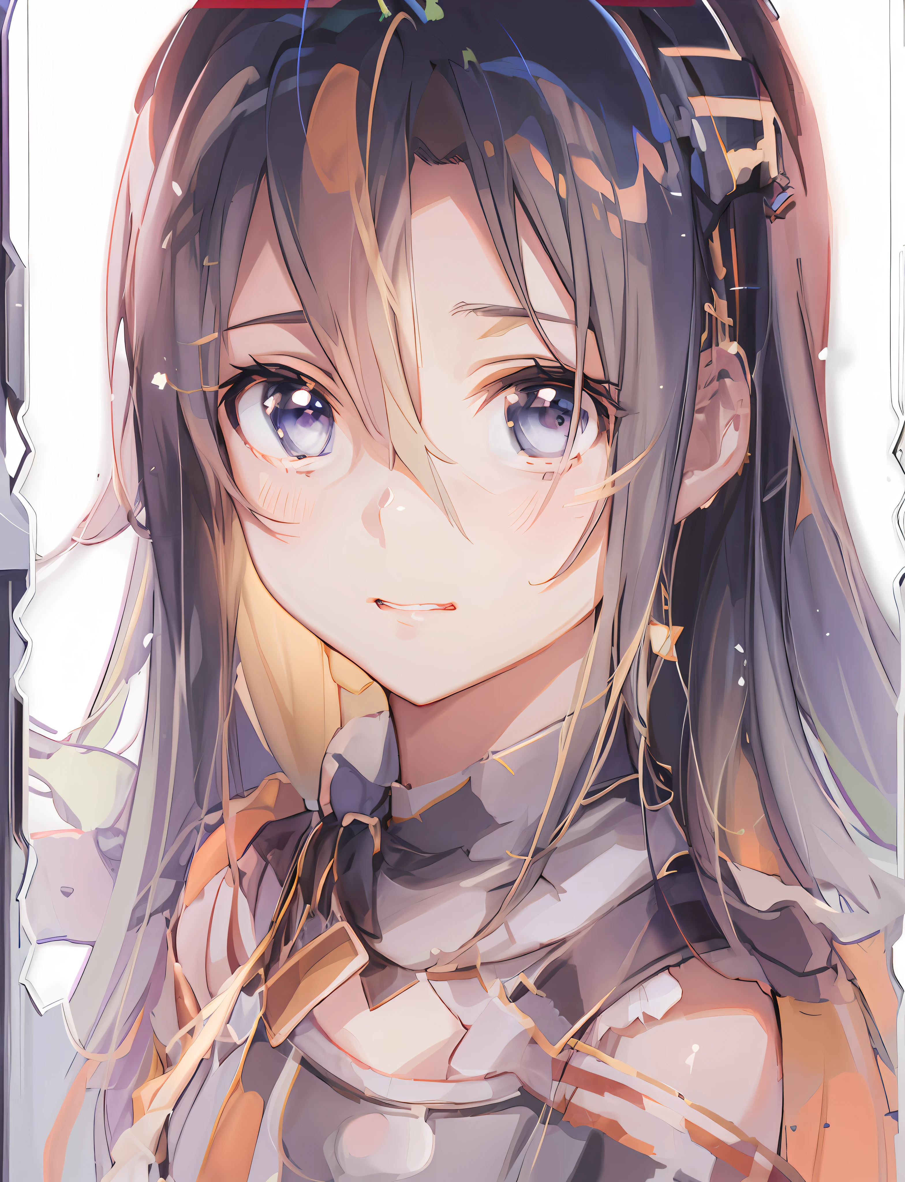 Anime girl with long hair purple eyes，In high-detail artwork，Portrait of a knight of the zodiac is shown。It is mainly based on the art style of anime moe，Presents cute girl visuals，From anime game star Hestia。made with anime painter studio，Show detailed portraits，A key anime part of Zero Zen art，and anime portraits in the style of stars。 --auto