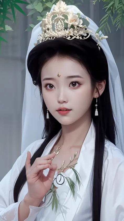 a close up of a woman wearing a headdress and a veil, Traditional beauty, China Princess, ruan jia beautiful!, Xianxia, Palace ，...