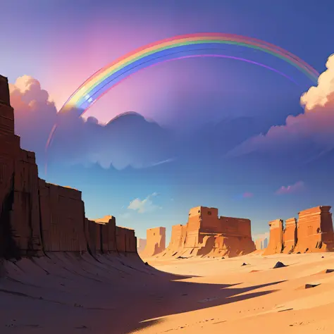 Beautiful rainbow in the desert --auto