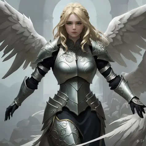 araffed, fantasy art, landscape mode, female aasimar paladin (Masterpiece,1.6, intricate details), aasimar (Masterpiece, 1.3, in...