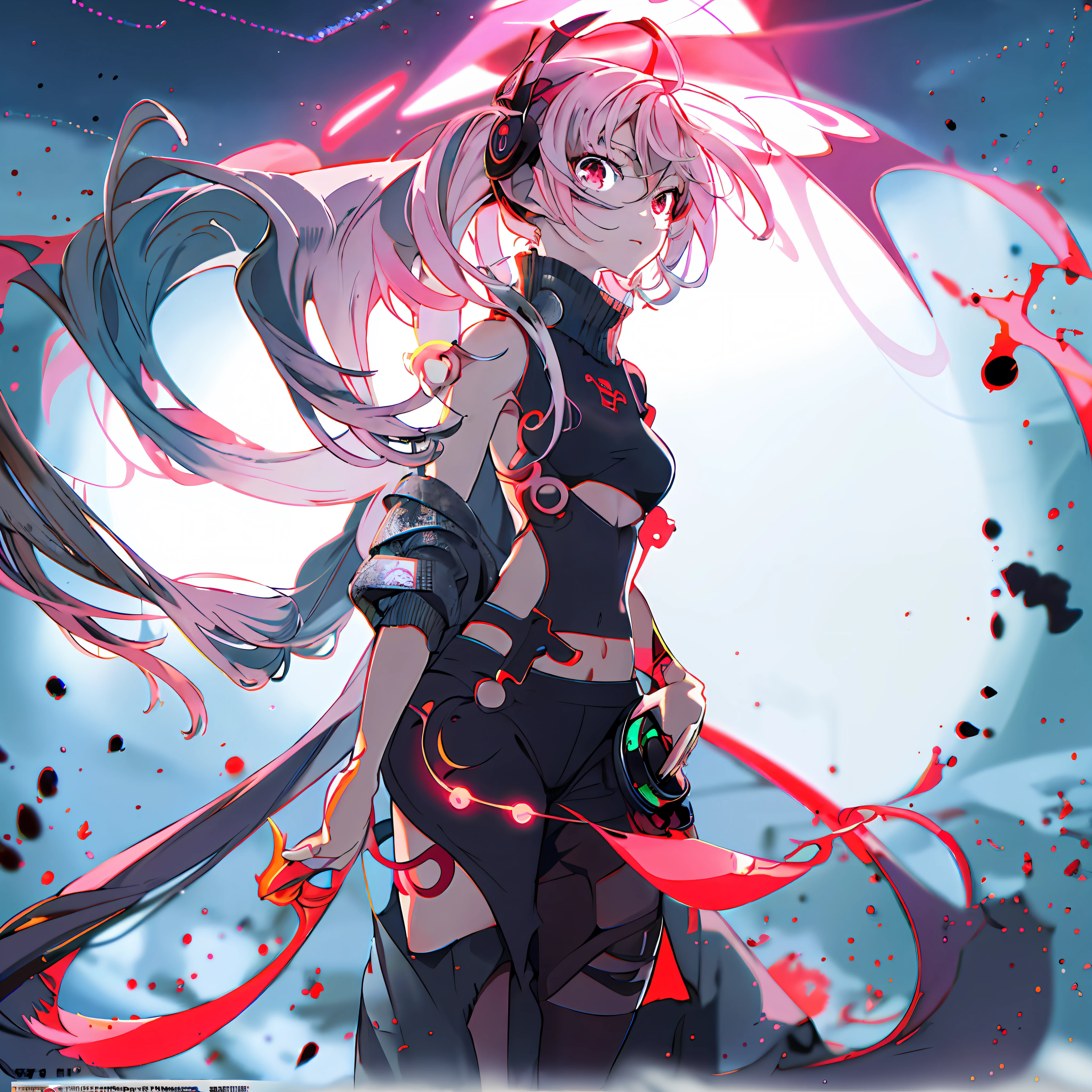 Anime girl with long hair and red eyes standing in front of dark background, Best anime 4k konachan wallpaper, anime cyberpunk art, cyberpunk anime girl, Digital cyberpunk anime art, female cyberpunk anime girl, Anime epic artwork, cyberpunk anime girl mech, digitl cyberpunk - anime art, style of anime4 K, Anime art wallpaper 4k, Anime art wallpaper 4 K