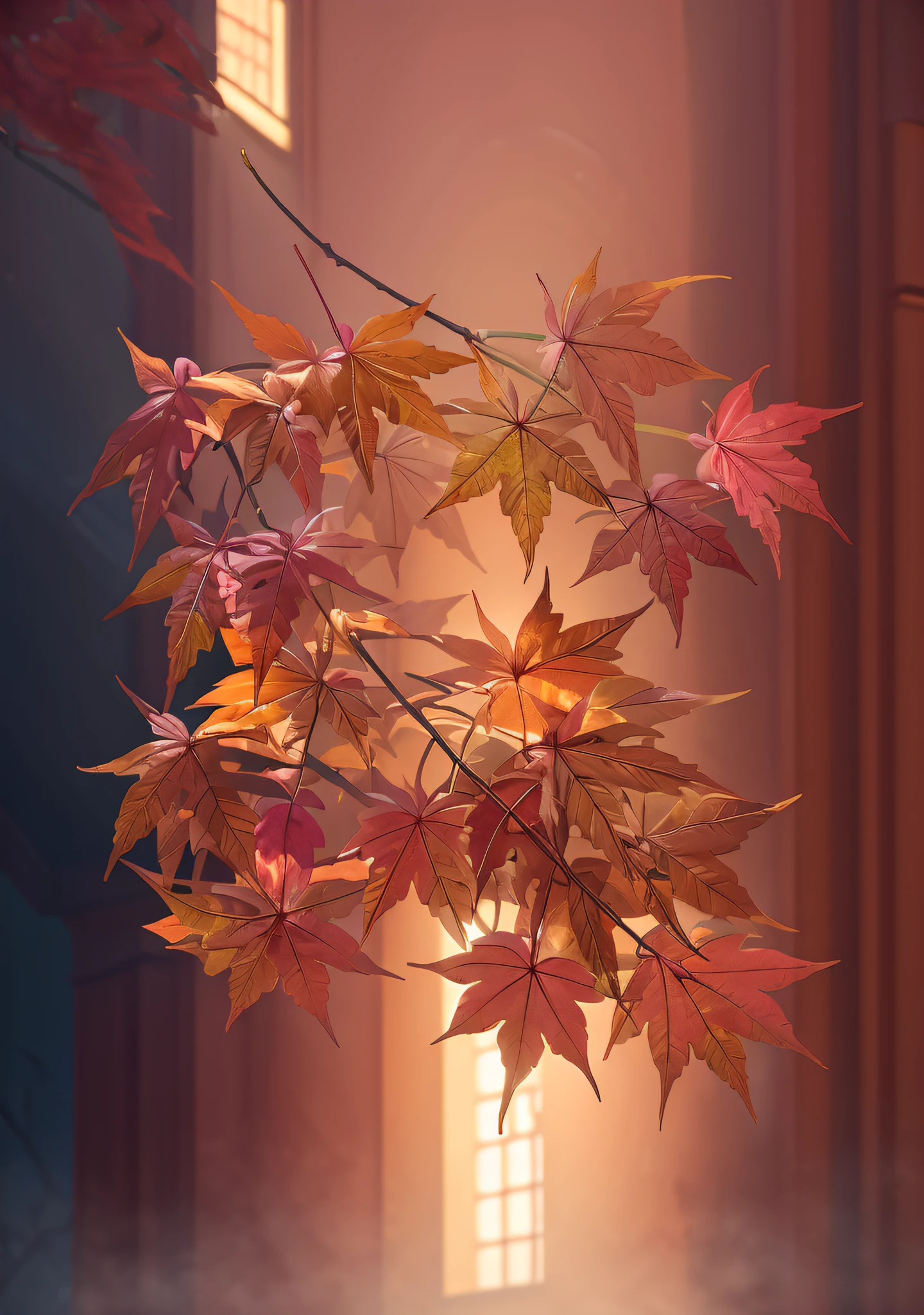 Autumn maple red，casey weldon、Olga Kvasha、A flower of Miho Hirano，Ultra-detailed complex Gothic art trends on Artstation Ternary Color Unreal Engine 5 Detailed matte painting in Unreal Engine 5，deep colour，dream magical，complexdetails，splash image，complementary colours，fantasy concept art，8K分辨率，A masterpiece of Gothic deviation art，（Dark shots：0.9），The art of Greg Rutkowski and Artgerm，Soft cinematic light，Adobe Lightroom， photolab， HDR， 复杂， highly  detailed， Pink cherry blossoms， wanostyle