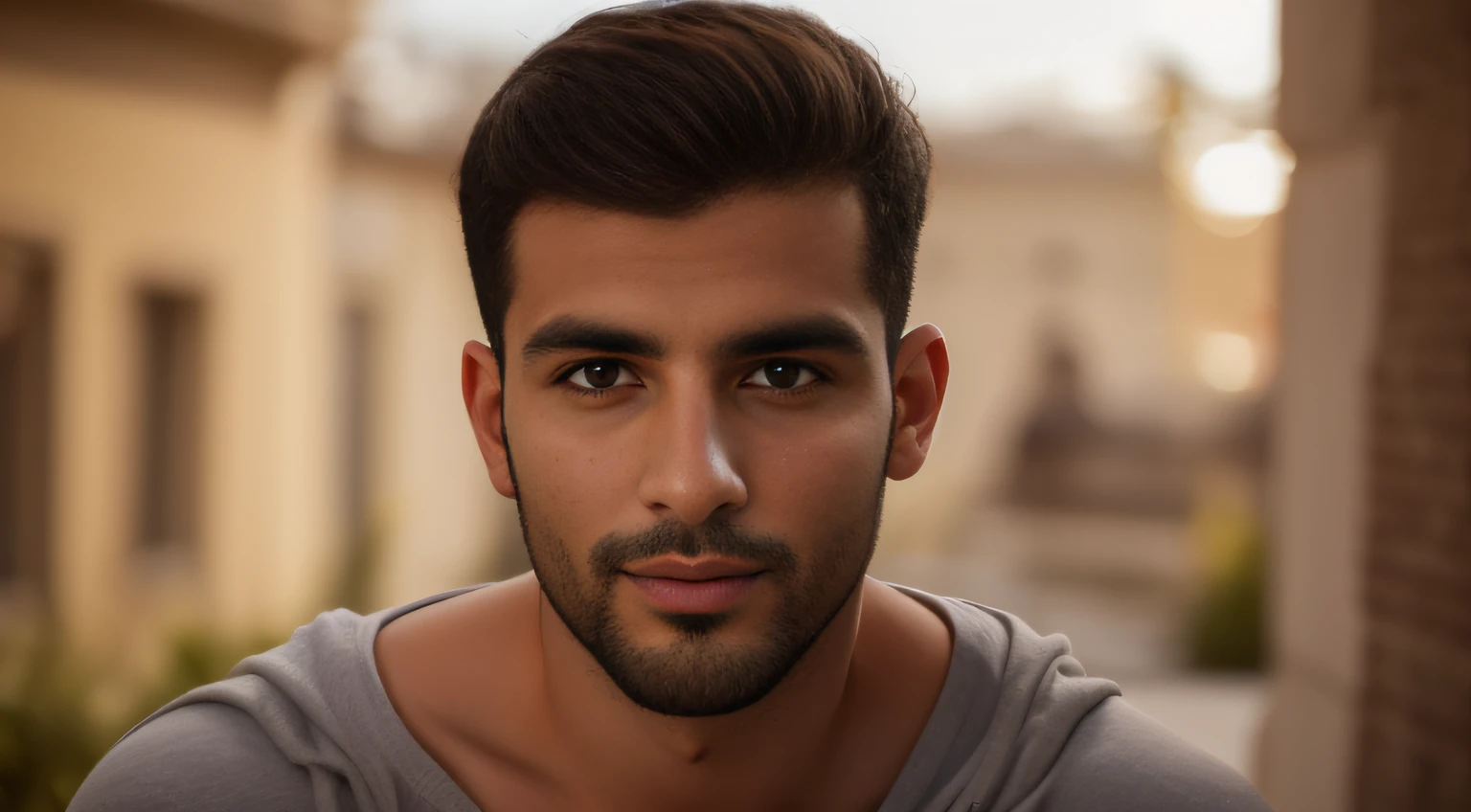 30-year-old man from Algeria, bearded, Very beauthful, looking-into-camera, detailled image, uhd, 16K, well-lit
