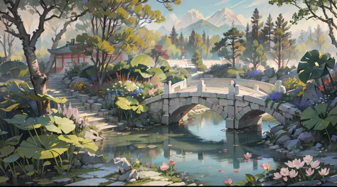 ((Best quality, masterpiece: 1.2)), CG, 8K, intricate details, cinematic perspective, (no one around), (Ancient Chinese garden),...