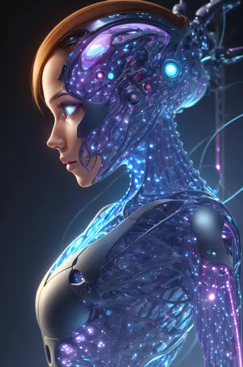 female, side portrait, sport outfit, cybernetic eye, sc3pt4 style