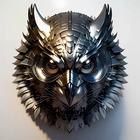 a w44p3n of a silver owl on a white background