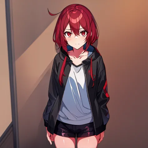 Smaller teenage female with red hair and red eyes, tsundere - SeaArt AI