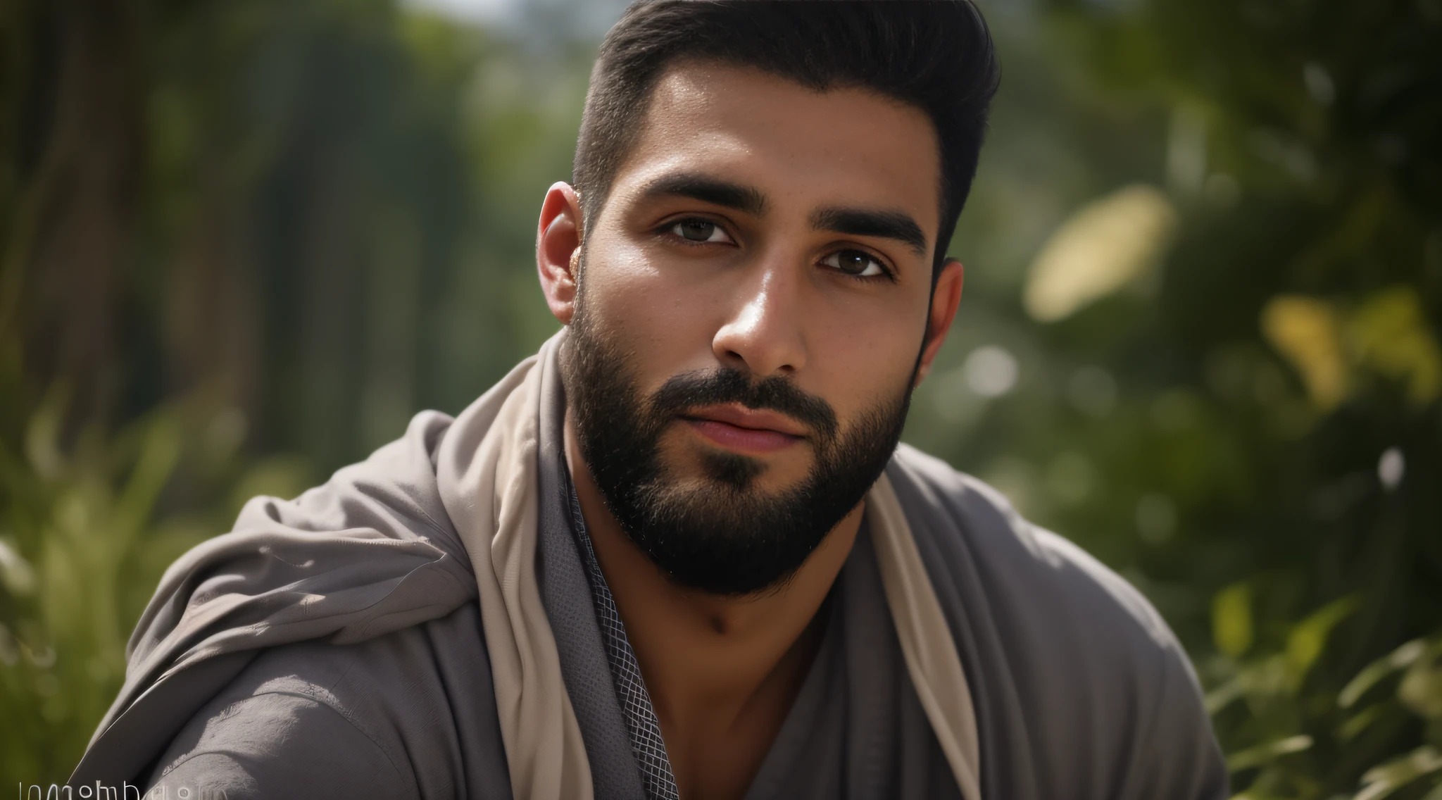 Un homme de 30 ans originaire d&#39;Afghanistan, barbu, clé barbe, très beau, modèle, regarder dans la caméra, image détaillée, UHD, 8k, bien éclairé