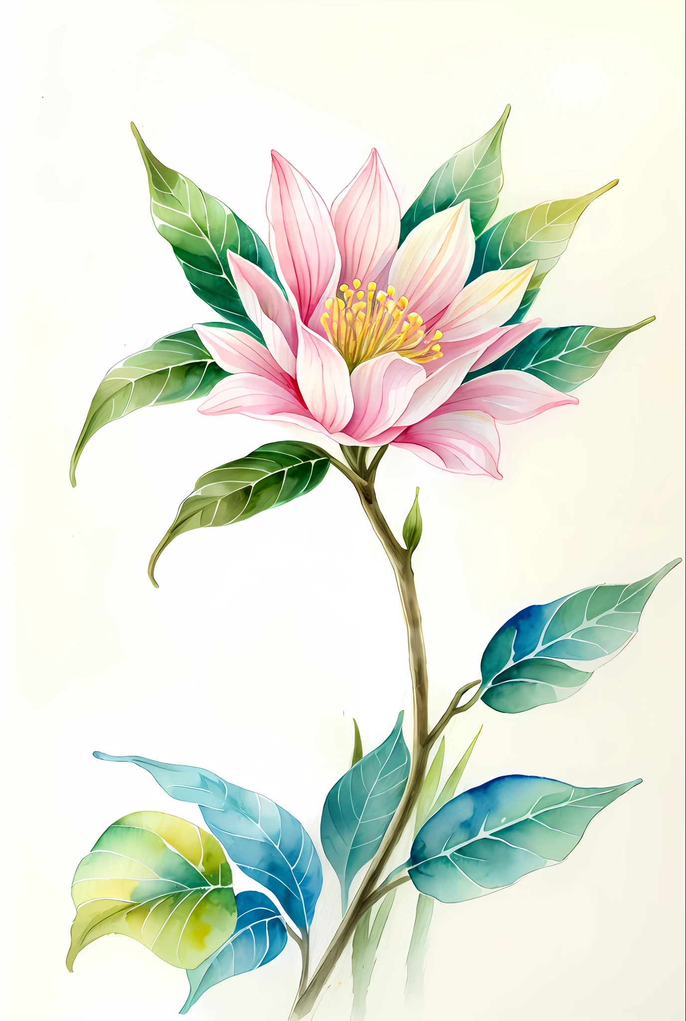 ( watercolor \(half\), drawing, beautiful daisy flower.