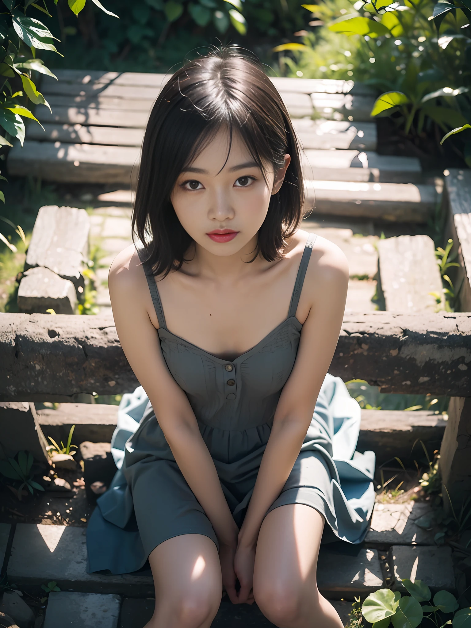 in 8K、Raw photography、top-quality、​masterpiece、high-definition RAW color photography、professional photograpy、(realisitic、Photorealsitic:1.37)、(high-detail skin:1.2)、hight resolution、beautiful finely detailed eyes、(foco nítido:1.4)、Photorealsitic、(8KUHD:1.2)、No makeup、Clear image high quality shadows、(Amazing wonderful exquisitely very fine and super complex super super ultimate super awesome details:1.4)、((depth of fields))), bokeh dof, lensflare, (vignettes:0.8), Dramatic Lighting, cinematlic lighting, Professional Writing, Physically Based Rendering
Clannad,(top-quality:1.2),(​masterpiece:1.2),Original,(Hi-Res),(intricate detailes),Reality Ray Tracing,the panorama,(From  above:1.2),Cinematic Angle,medium shot,(beautiful detail),10years old cute girl,独奏,(Lori),Detail Face,full bodyesbian,girl focus,long to,(Brown hair),Bare legged,Lie down and sleep,Beautiful Landscapes,The tree々Sunlight passing between,(Dappled sunlight),[the woods:0.8],(Trees:0.7),(florals:0.8),Suny,(The wind is blowing),Scattered leaves、夏天