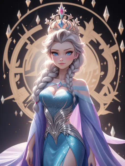 queen elsa wrapped in luxurious fur robe, disney frozen, maximalist, 3d, unreal engine 5, vividly detailed, by "anna dittman", "...