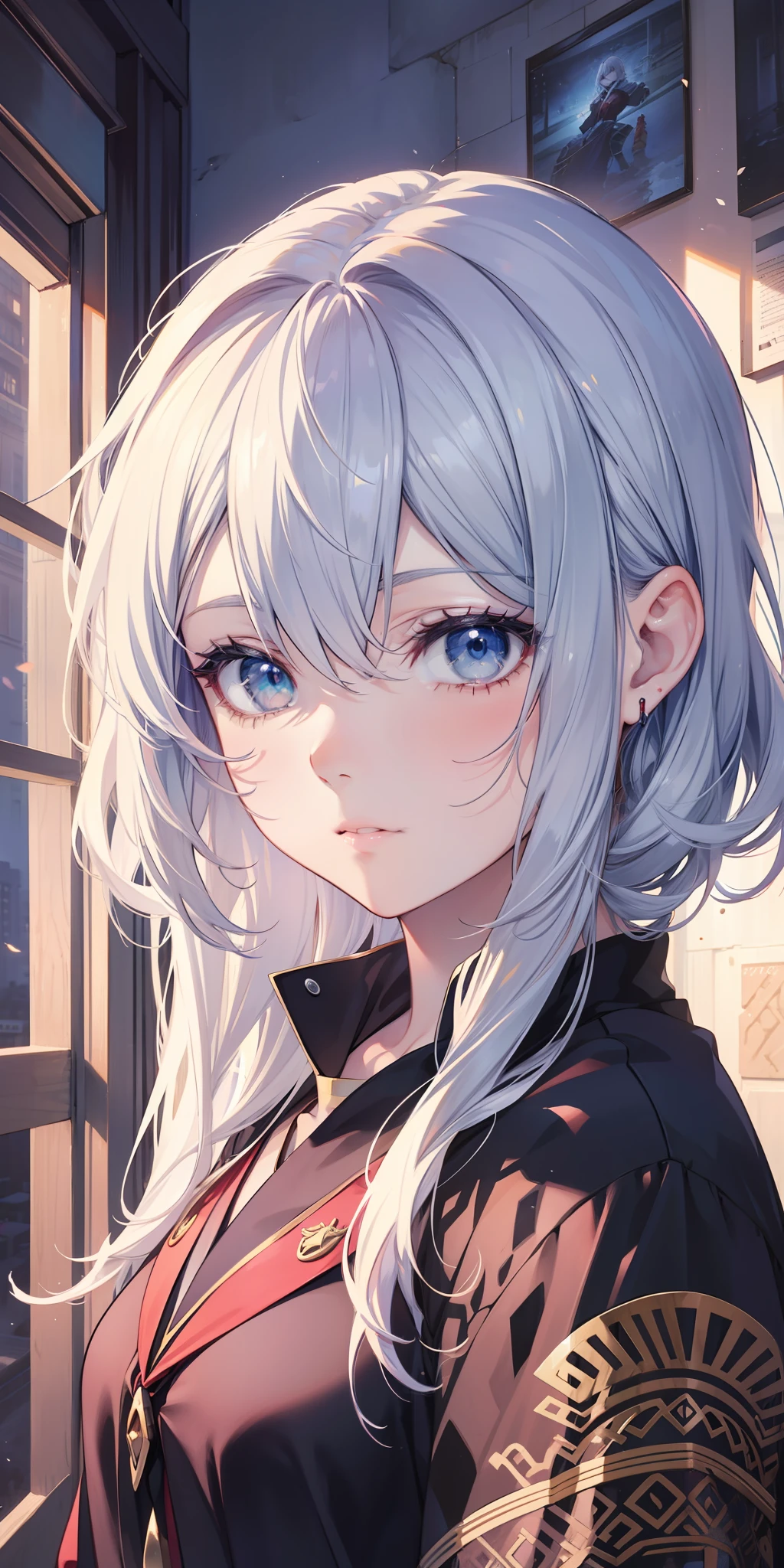 Fille d&#39;anime aux cheveux rouges et aux oreilles d&#39;elfe assise sur un rebord de fenêtre, menina jeune anime realista, Art animé réaliste, joli portrait d&#39;anime, portrait de fille animée,  anime aux cheveux longs, style artistique animé réaliste, animé photoréaliste, belle fille animée, Art sans style Guweiz,  jeune anime, Portrait d&#39;une fille animée, style de réalisme animé