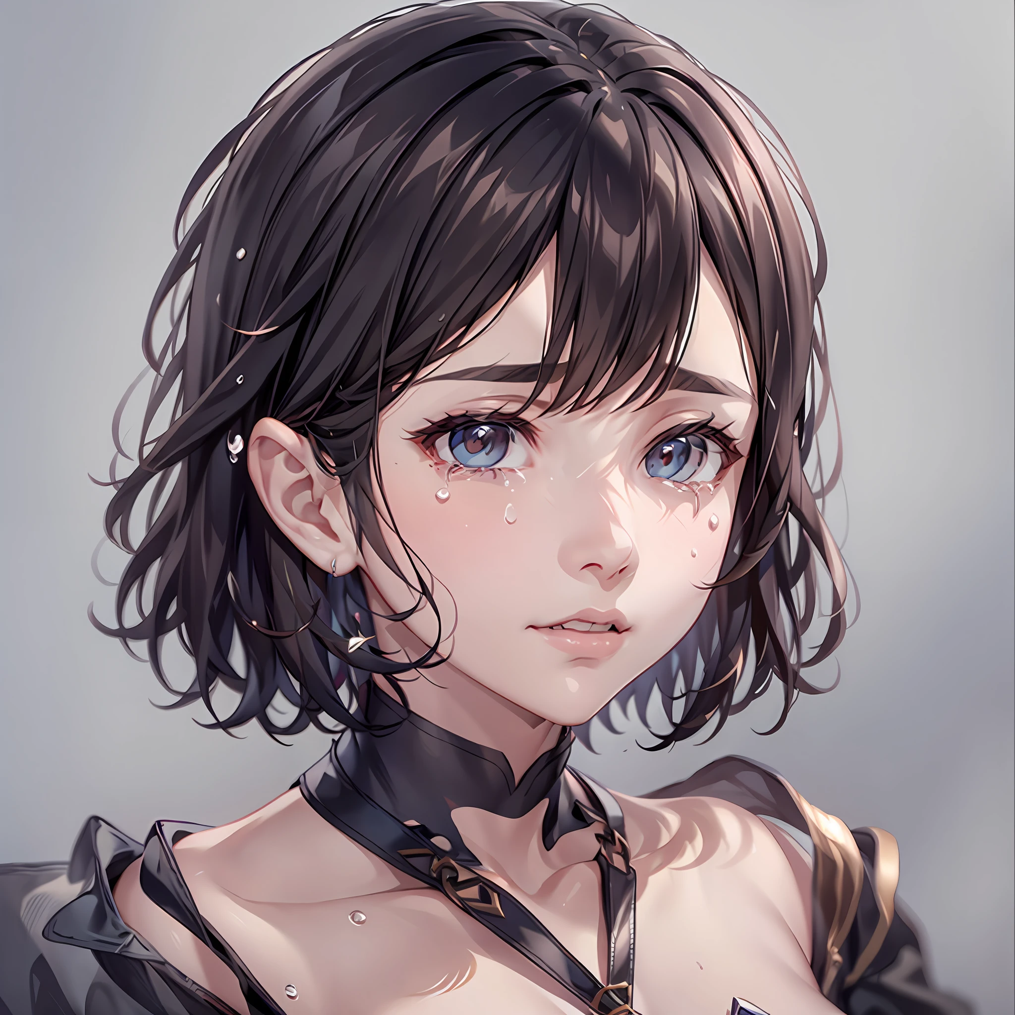 Tears of the Kingdom，Short hair Zelda，ultra cool，No clothes，Lateral face，photorealestic，k hd，Low saturation，High brightness，skin detailed，Hair texture，with a good figure。