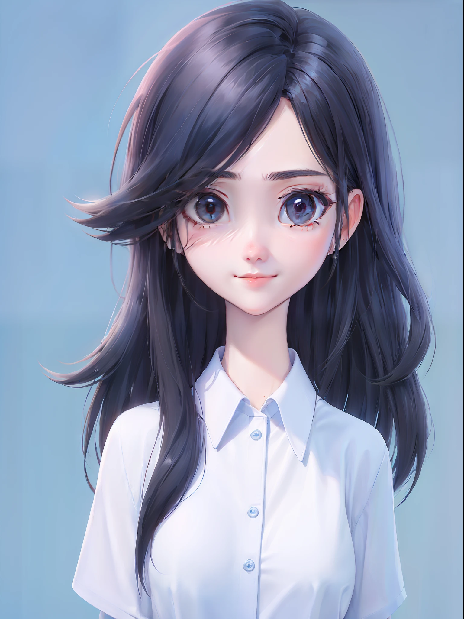 The cutest professional girl，Fine depiction of the face，so beautiful，Beautiful face，Wearing blue professional clothes