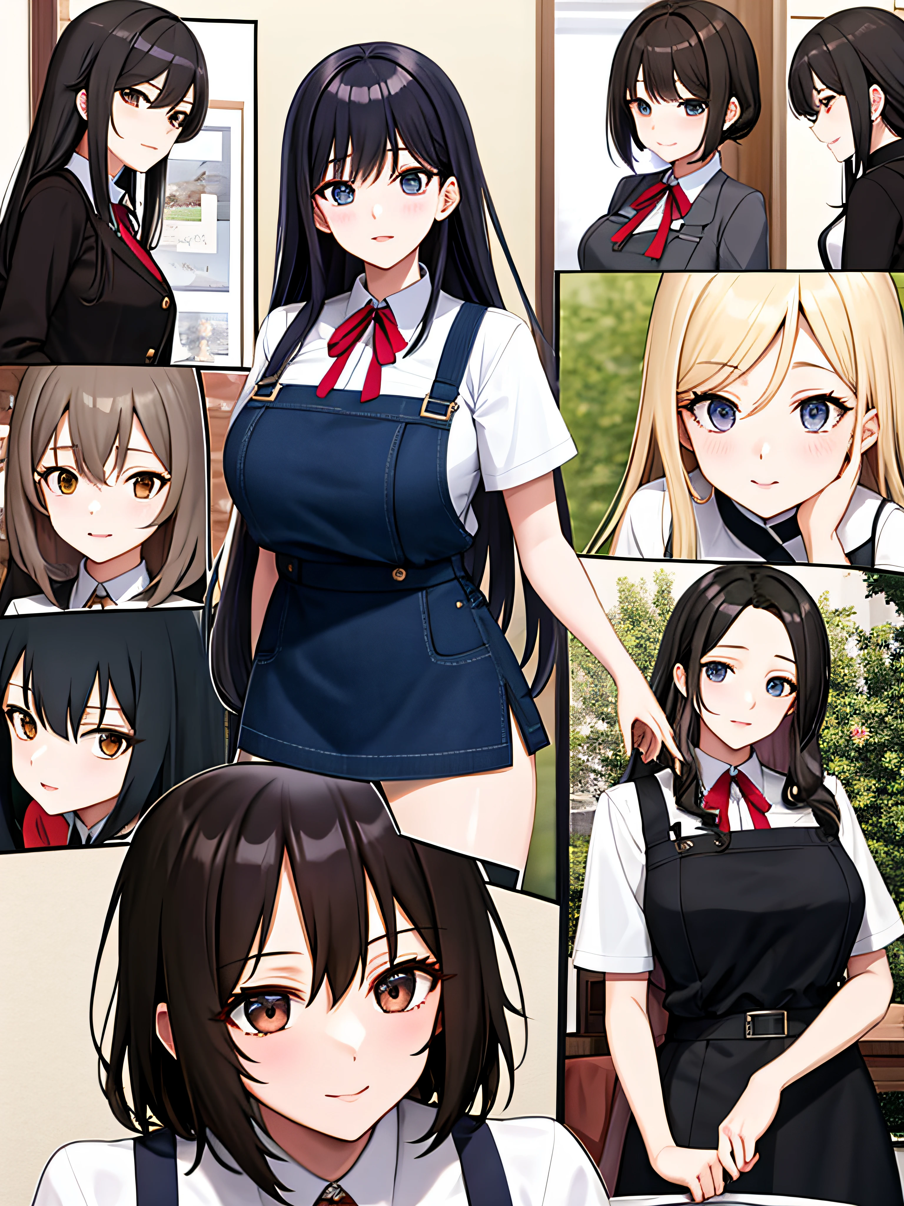 Anime characters of a woman with long hair and school uniforms - SeaArt AI