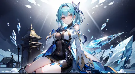 （Highest image quality）、（Works of masters）、（ultra - detailed：1.3）、（Detailed eye description：1.0）、1girll、blue hairs、Stockings、sha...