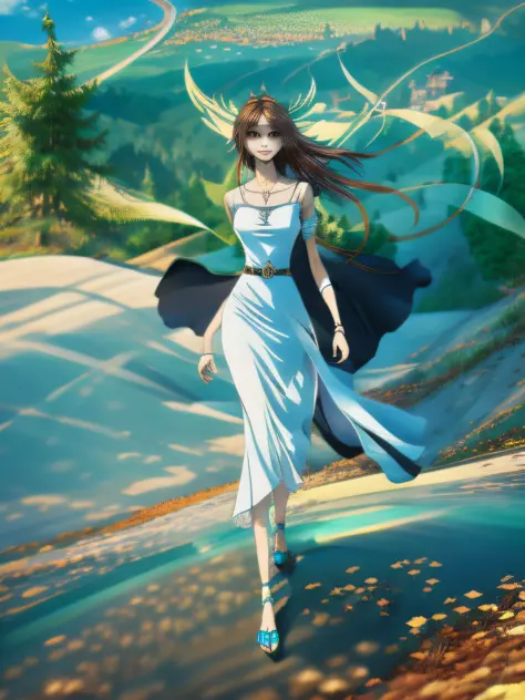 (best-quality:0.8),
(best-quality:0.8), perfect anime illustration, extreme closeup portrait of a pretty woman walking through t...