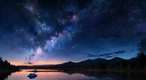 masterpiece, scenery, (no humans)+++, starry sky, high quality