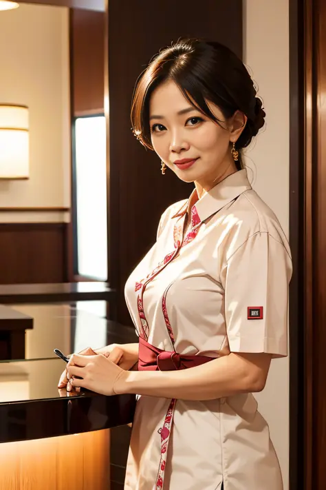 beautiful women ,55 years old , malaysian ,singaporean, work at hotel reception