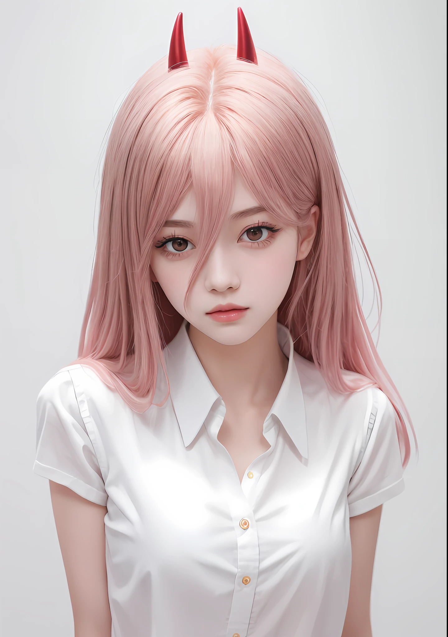 anime girl with pink hair and horns in white shirt, guweiz on pixiv artstation, cute anime girl portraits, extremely cute anime girl face, trending on artstation pixiv, realistic anime style at pixiv, guweiz on artstation pixiv, realistic young anime girl, clean detailed anime art, anime girl with long hair, realistic anime art style