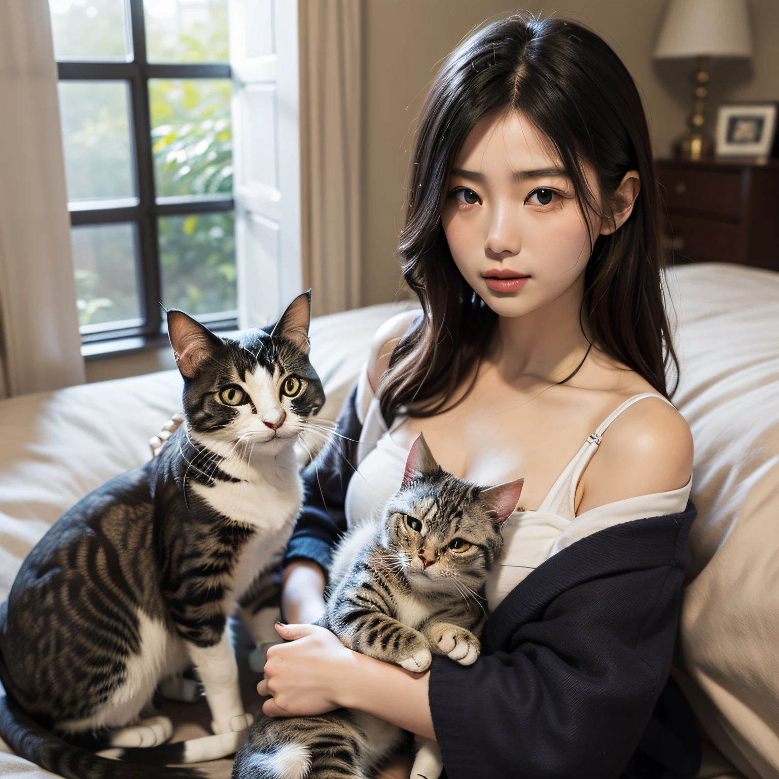 A Japanese Lady、20 generations of beauties、Negrigier、Bust: 90cm、bedroom、natta、domestic cat