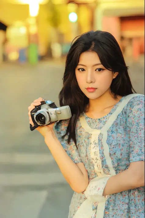 Allafard Asian woman holding camera looking at camera, Photography], [ Realistic photography ], camera looking up at her, Anime ...