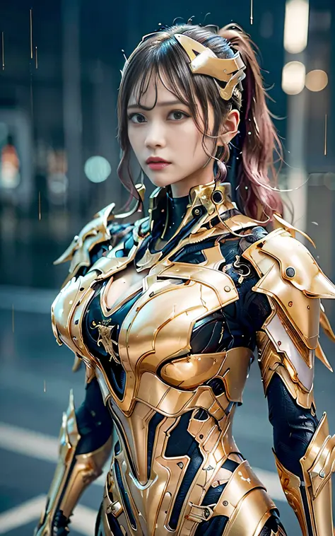 ​masterpiece, top-quality, hightquality, (the future:1.1), (pink gold colored cyberpunk suit), movie lights, (exquisite future),...