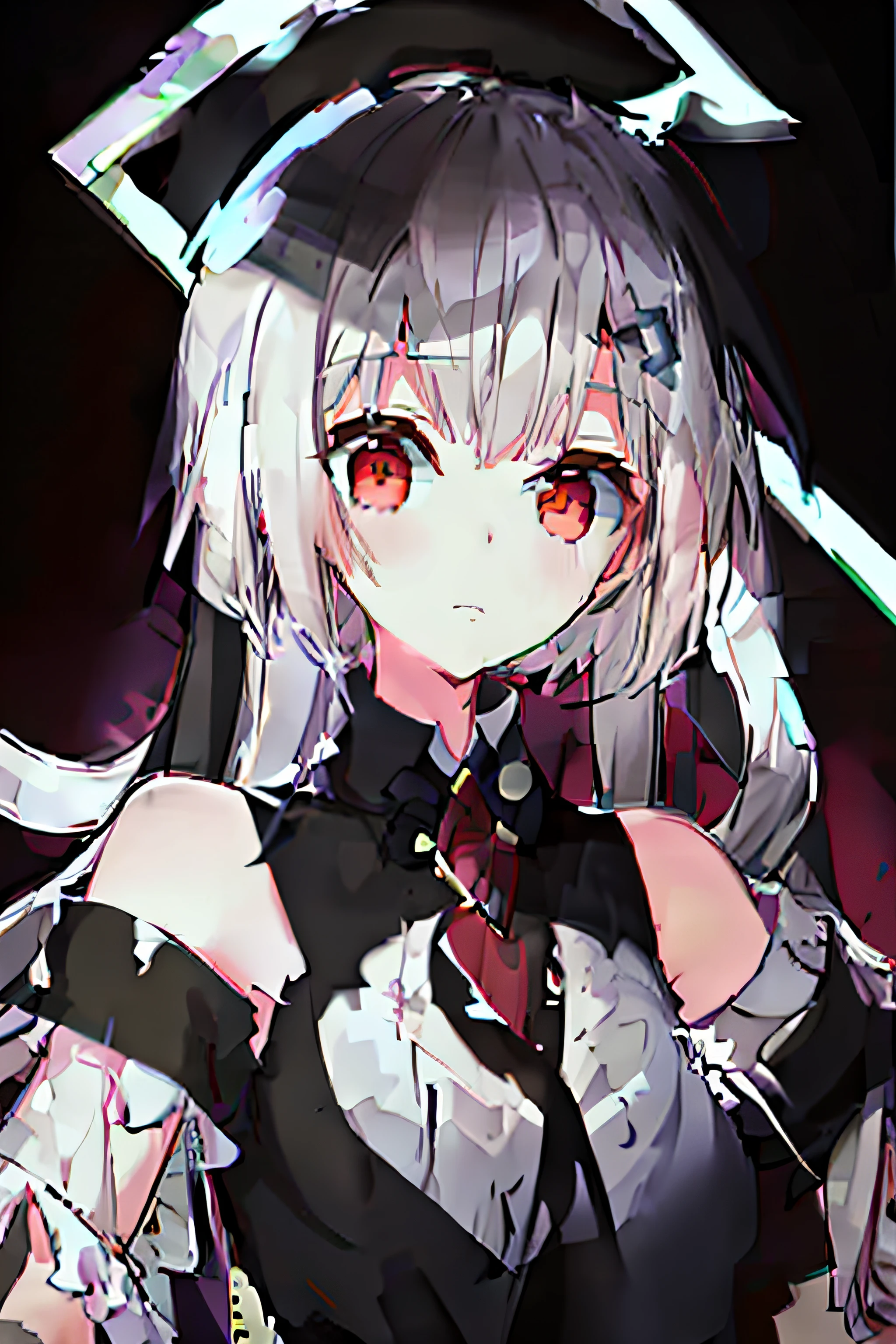 Anime girl posing for photo with white hair and black top, android heroine, perfect android girl, Female protagonist 👀 :8, ayanami, anime girl of the future, from girls frontline, girls frontline style, portrait anime space cadet girl, girls frontline universe, ryuko matoi, e - girl, E-Girl, Kantai collection style