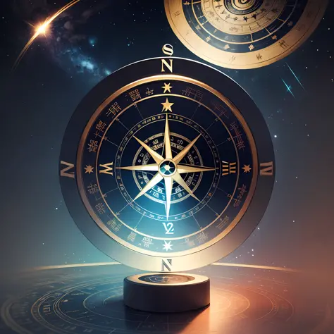 turn，Feng Shui compass，background starry sky --auto