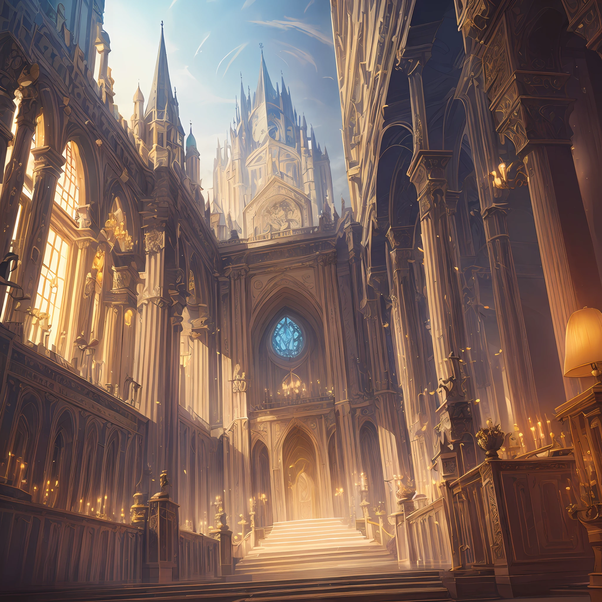 (extremely detailed CG unity 8k wallpaper, masterpiece, best quality, ultra-detailed), (best illumination, best shadow, an extremely delicate and beautiful), floating sanctuary, vibrant and colorful, beautiful architecture, intricate details, mystical and magical atmosphere, volumetric light.