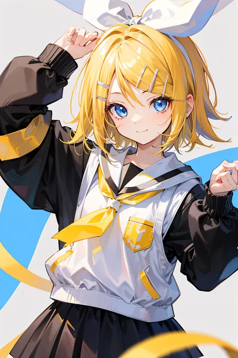 best quality, ultra precision, one girl, (Kagamine_Rin), green eyes ...