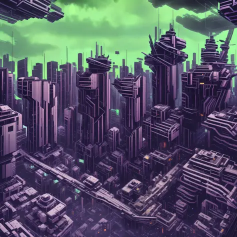Cyber City，Densely populated，large scene