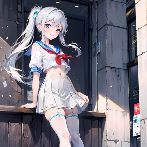 Anime girl posing on windowsill in short skirt and white shirt, style of anime4 K, Anime art wallpaper 8 K, 4K anime wallpaper, ...
