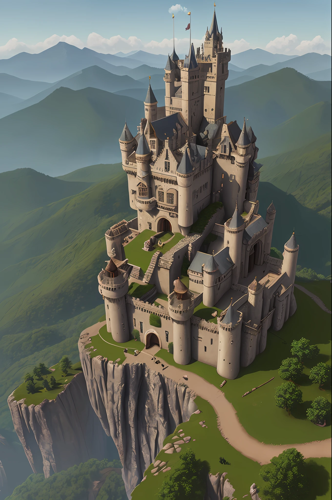 A forbidden castle high up in the mountains, pixel art, (intricate details:1.12), hdr, (intricate details, hyperdetailed:1.15), (natural skin texture, hyperrealism, soft light, sharp:1.2), game art, key visual, surreal
