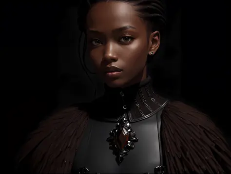 Alexander McQueen, black models, Iceland with a transparent Brown black colors worn 8k --auto