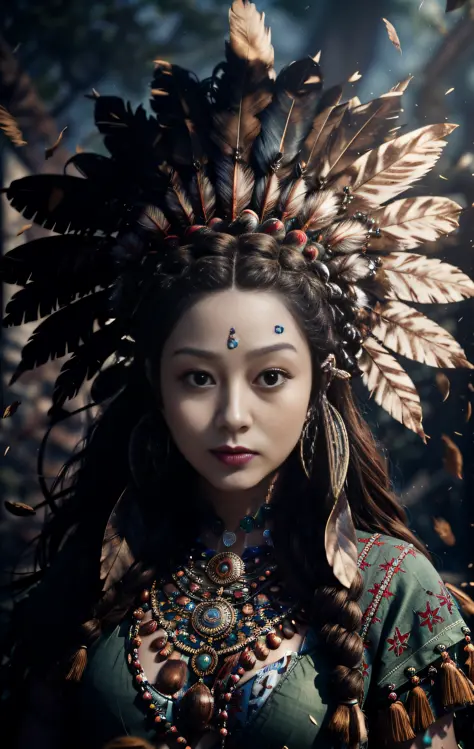 (full portrait), (half shot), solo, detailed background, detailed face, (stonepunkAI, stone theme:1.1), wise, (female), (native ...