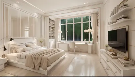 best quality, master picece, hyper detail, supper detail, best realistic, (classical bedroom, beautiful lighting, shimmering)|[d...