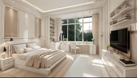 best quality, master picece, hyper detail, supper detail, best realistic, (classical bedroom, beautiful lighting, shimmering)|[d...