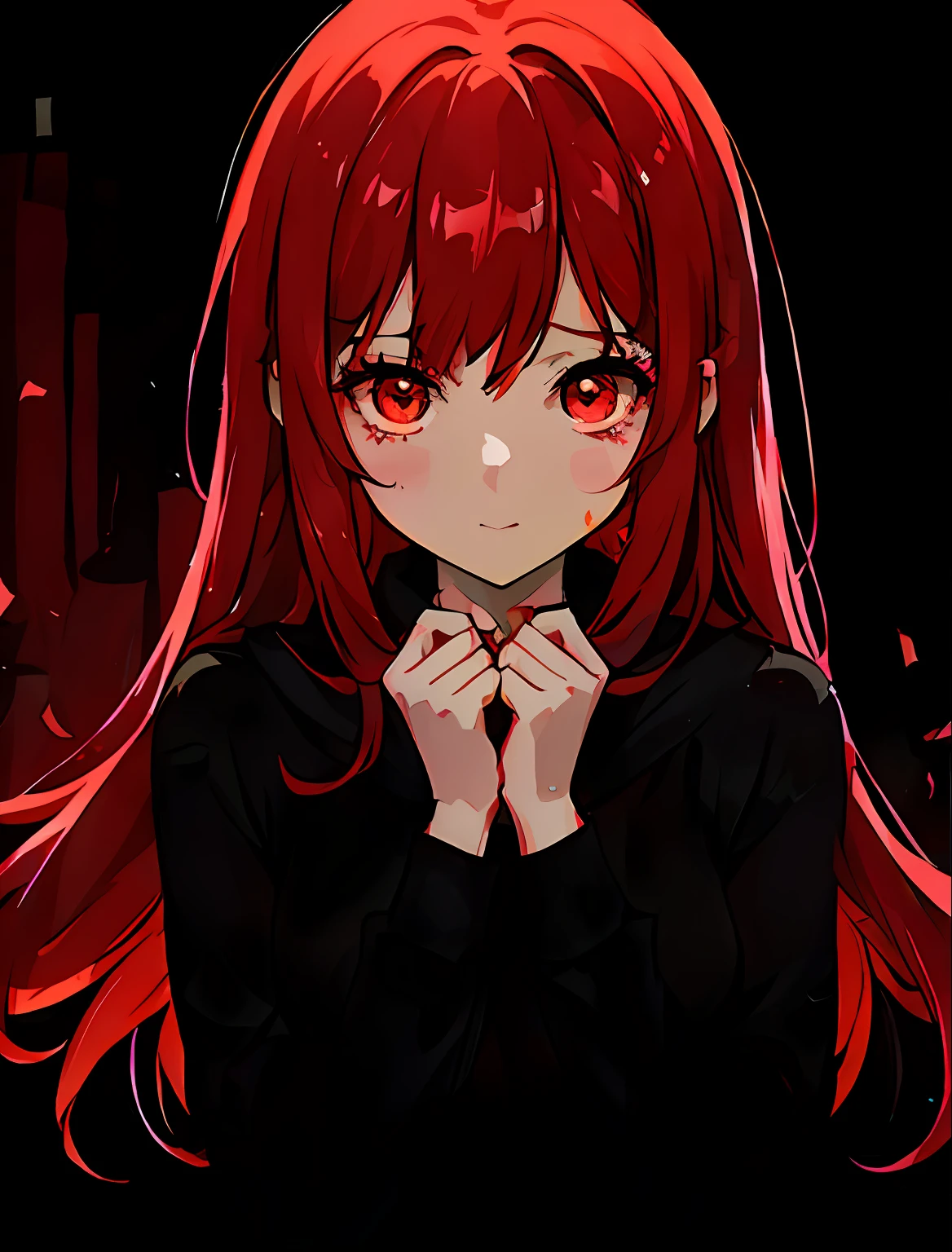 anime big breast, the wallpaper, anime visual of a cute girl, demon anime girl, An anime girl, with red glowing eyes, Anime girl with long hair, (Anime girl), with glowing red eyes, rias gremory, up of young anime girl, fully red eyes