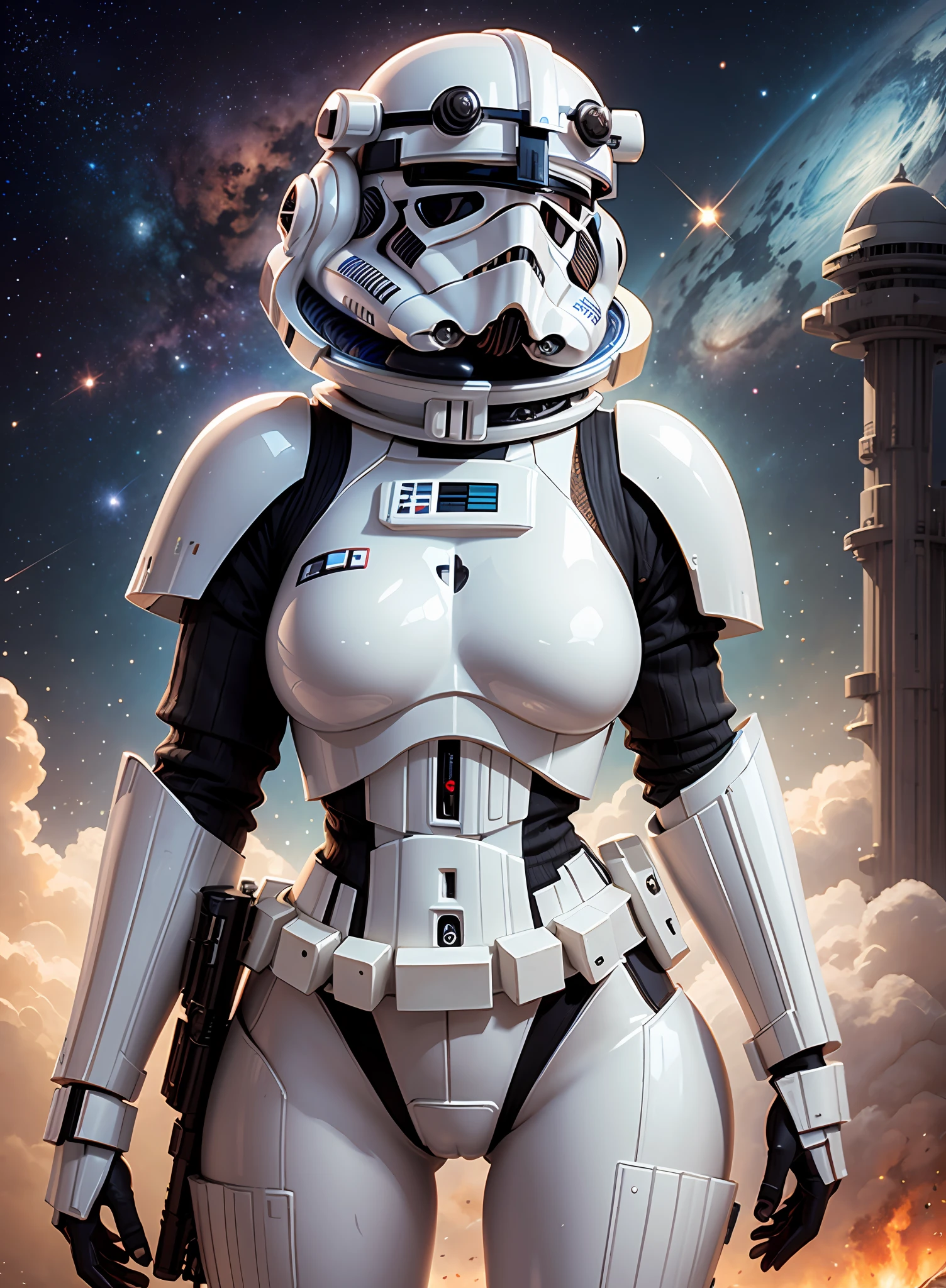 A close up of a woman in a storm trooper costume - SeaArt AI