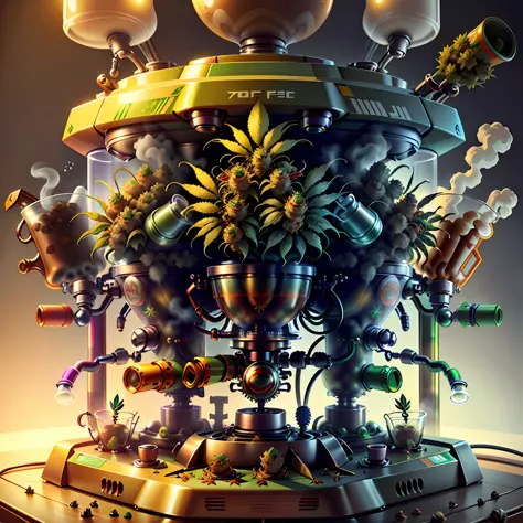 concept art, marijuana coffee machine, retro-futuristic