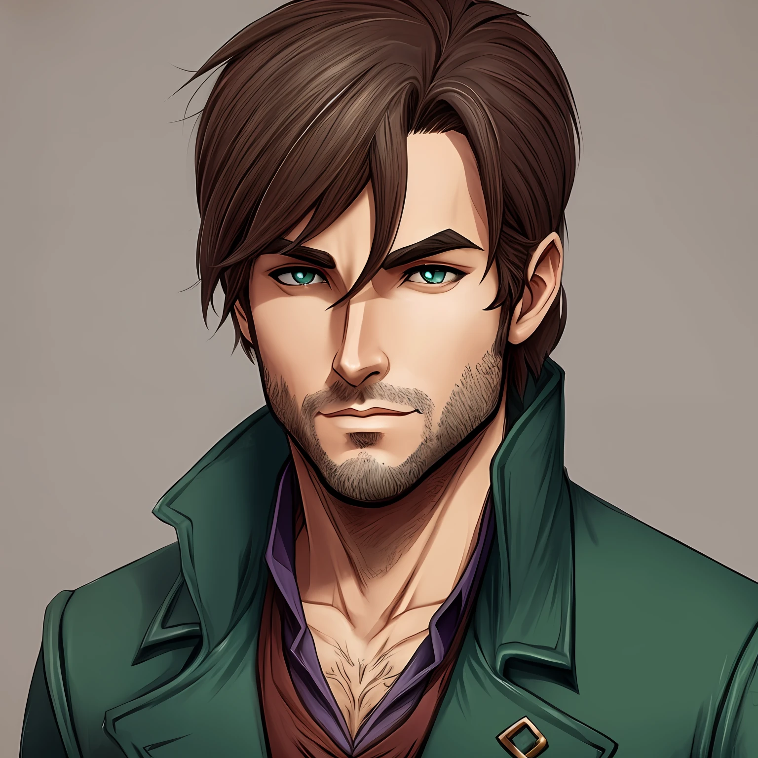 um Desenho De um homem com uma jaqueta, Retrato De personagem DND De corpo inteiro, como um caractere DnD, Caleb aus Critical Role, D & D estilo retrato De corpo inteiro, arte Do personagem masculino humano, Design De personagem masculino, como um D & Charakter D, InspiraDo em Kris De Deltarrune, arte DetalhaDa Do personagem, retrato De personagem De corpo inteiro, RPG-Ganzkörperporträt – automatisch